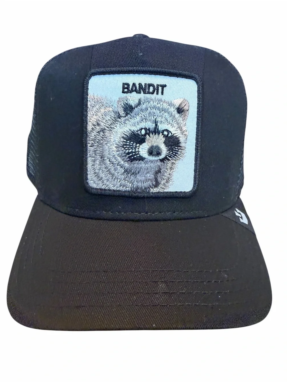 Raccoon Bandit Goorin Bros The Farm Black Trucker Hat NWT